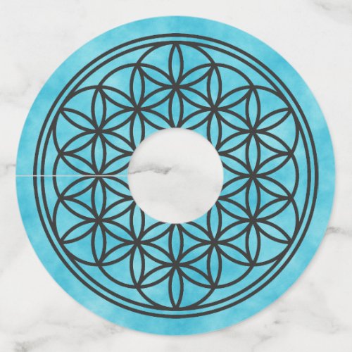 FLOWER OF LIFE _ Sacred Geometry Symbol outline 1 Wine Glass Tag