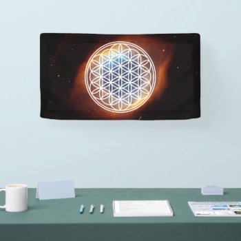 Flower Of Life - Sacred Geometry Symbol Outline 2 Banner by EDDArtSHOP at Zazzle