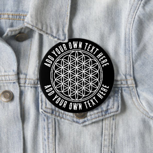 FLOWER OF LIFE - Sacred Geometry Symbol outline 2 Button