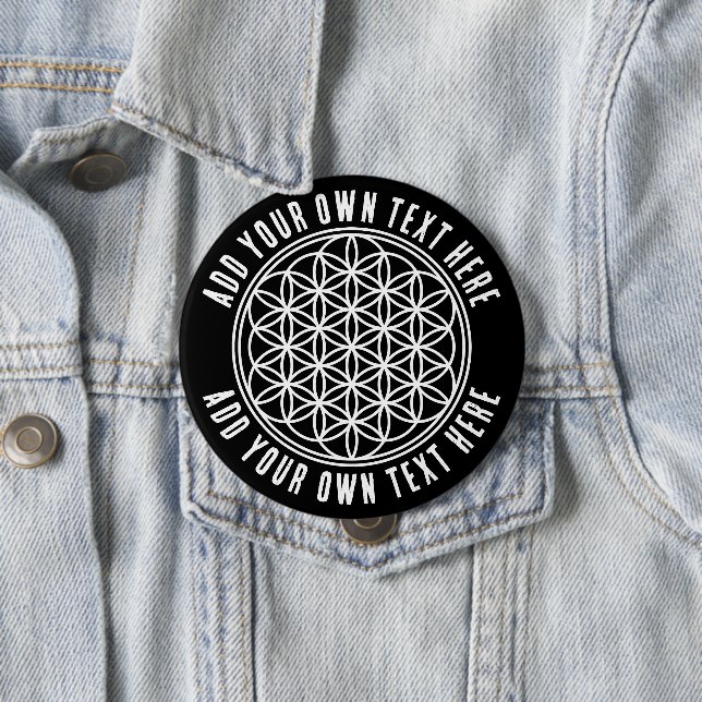 FLOWER OF LIFE - Sacred Geometry Symbol outline 2 Button (In Situ)