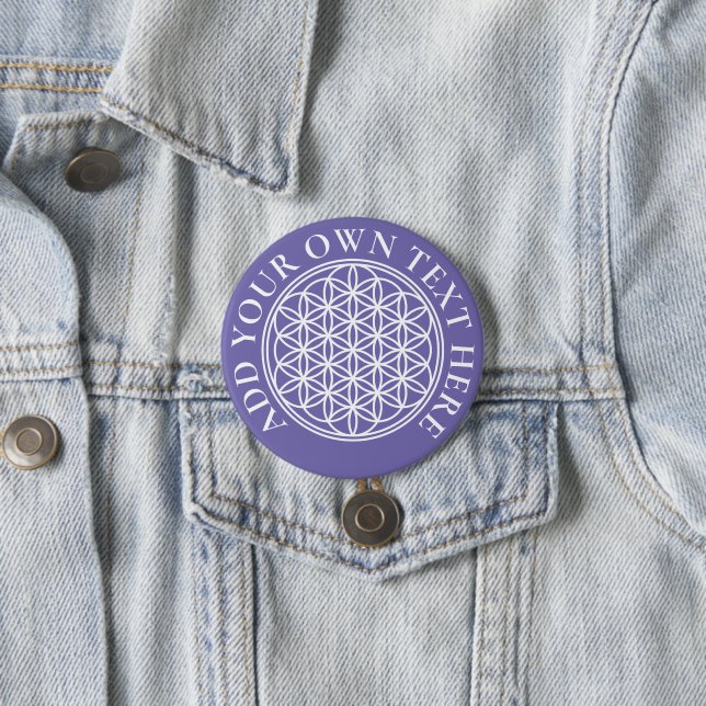 FLOWER OF LIFE - Sacred Geometry Symbol outline 2 Button (In Situ)