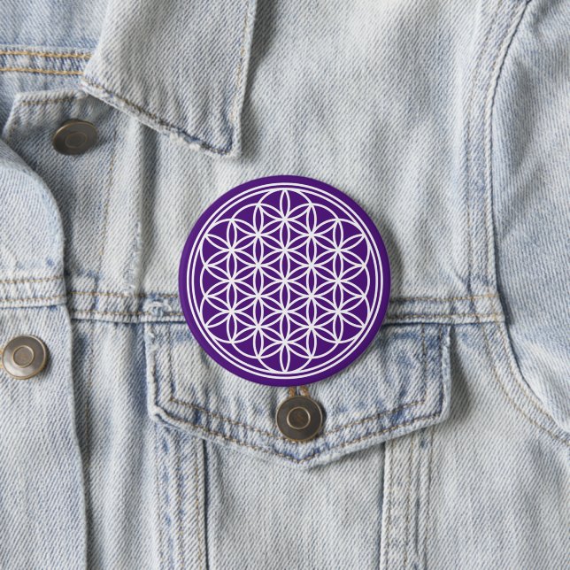 FLOWER OF LIFE - Sacred Geometry Symbol outline 2 Button (In Situ)