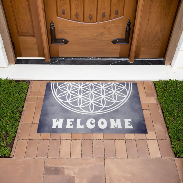 FLOWER OF LIFE - Sacred Geometry Symbol outline 2 Doormat (Outdoor)