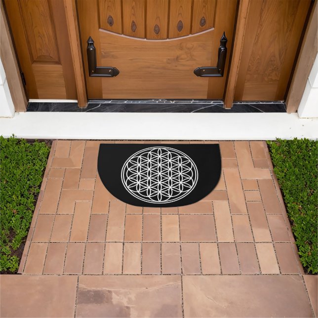 FLOWER OF LIFE - Sacred Geometry Symbol outline 2 Doormat (Outdoor)
