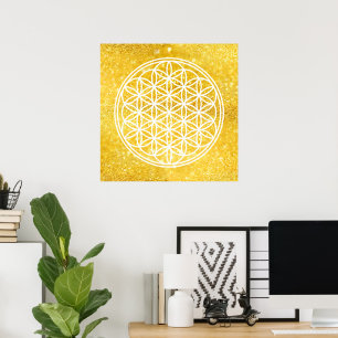 FLOWER OF LIFE - Sacred Geometry Symbol outline 2 Poster