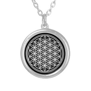 FLOWER OF LIFE - Sacred Geometry Symbol outline 2 Silver Plated Necklace