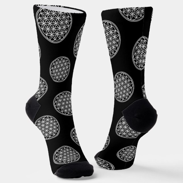 FLOWER OF LIFE - Sacred Geometry Symbol outline 2 Socks (Angled)