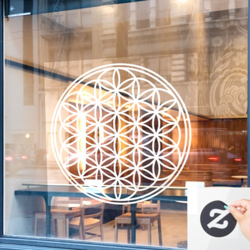 FLOWER OF LIFE _ Sacred Geometry Symbol outline 2 Window Cling