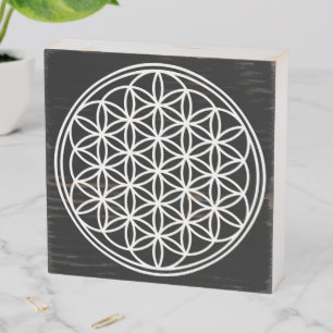 FLOWER OF LIFE - Sacred Geometry Symbol outline 2 Wooden Box Sign