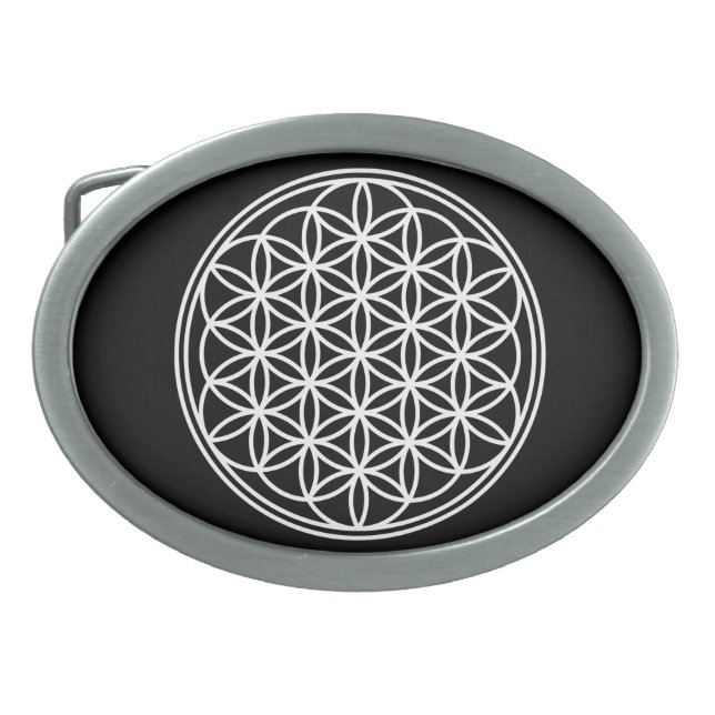 FLOWER OF LIFE - Sacred Geometry Symbol outline 2F Belt Buckle (Front)