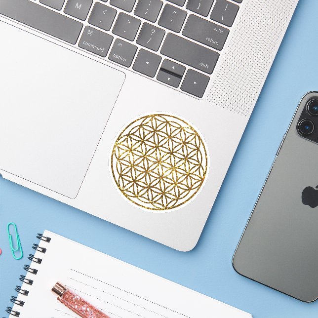 Flower of life, scared geometry, zen, ohm sticker (Laptop w/ iPhone)