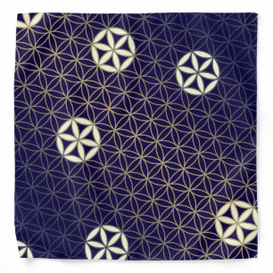 Flower Of Life - seamless pattern - blue beige Bandana