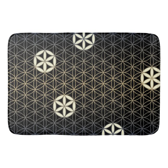 Flower Of Life - seamless pattern - blue beige Bathroom Mat (Front)