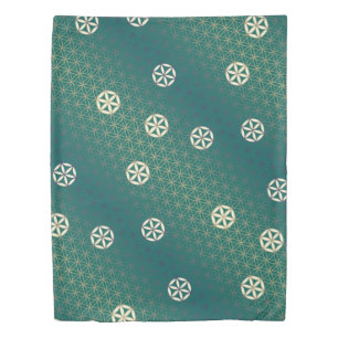 Flower Of Life - seamless pattern - blue beige Duvet Cover