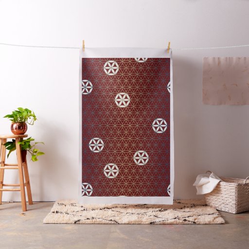 Flower Of Life - seamless pattern - blue beige Fabric