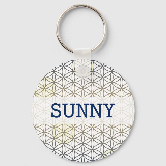 Flower Of Life - seamless pattern - blue beige Keychain (Front)