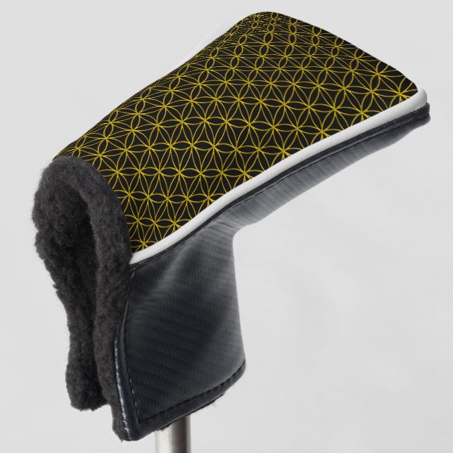 Flower of Life - seamless pattern - gold Golf Head Cover (3/4 Front)