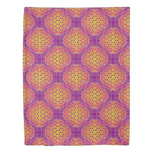 Flower of Life - seamless pattern gold pink Duvet Cover