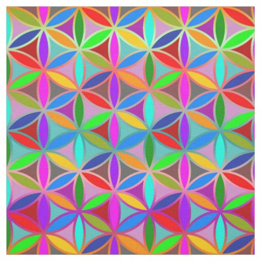 Flower of Life - seamless pattern - gradient color Fabric