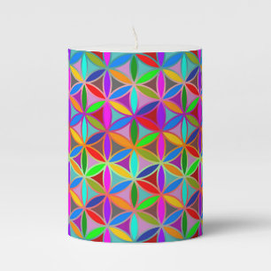 Flower of Life - seamless pattern - gradient color Pillar Candle