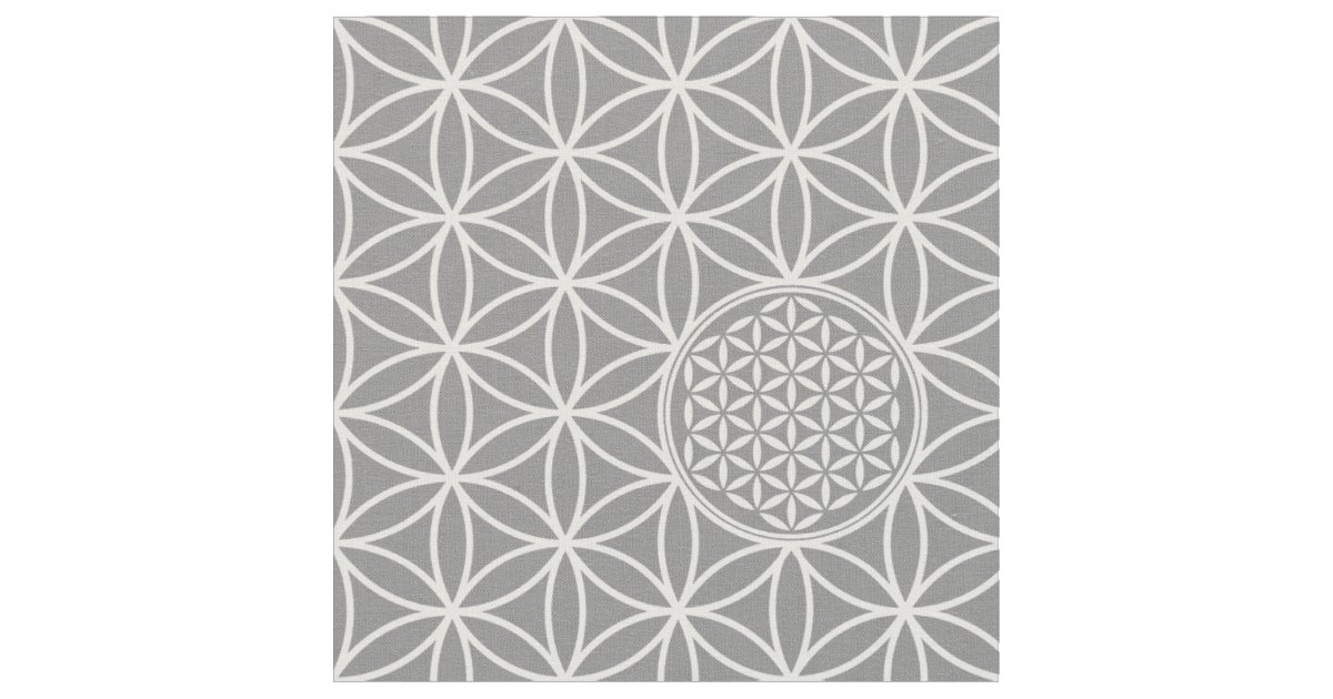 Flower of Life seamless plain white + your backg Fabric Zazzle
