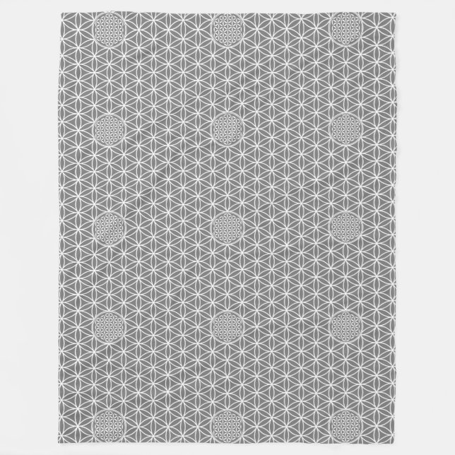 Flower of Life - seamless plain white + your backg Fleece Blanket (Front)