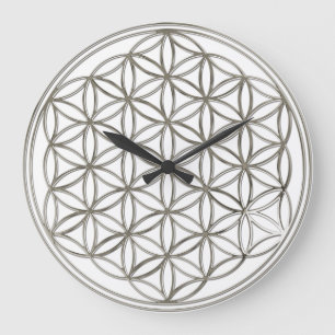 FLOWER OF LIFE - silver / Blume des Lebens Large Clock