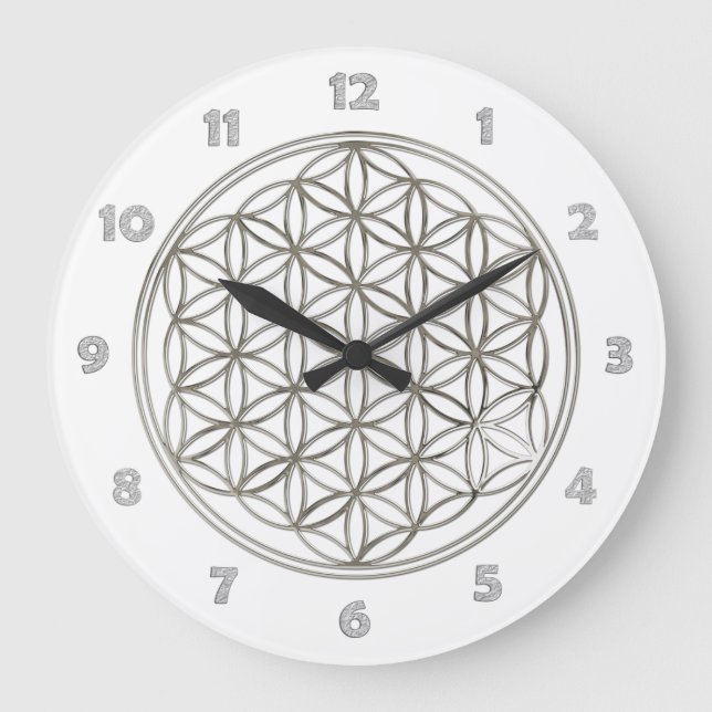 FLOWER OF LIFE - silver + clock face numbers (Front)