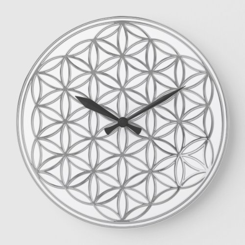 FLOWER OF LIFE _ silver Large Clock
