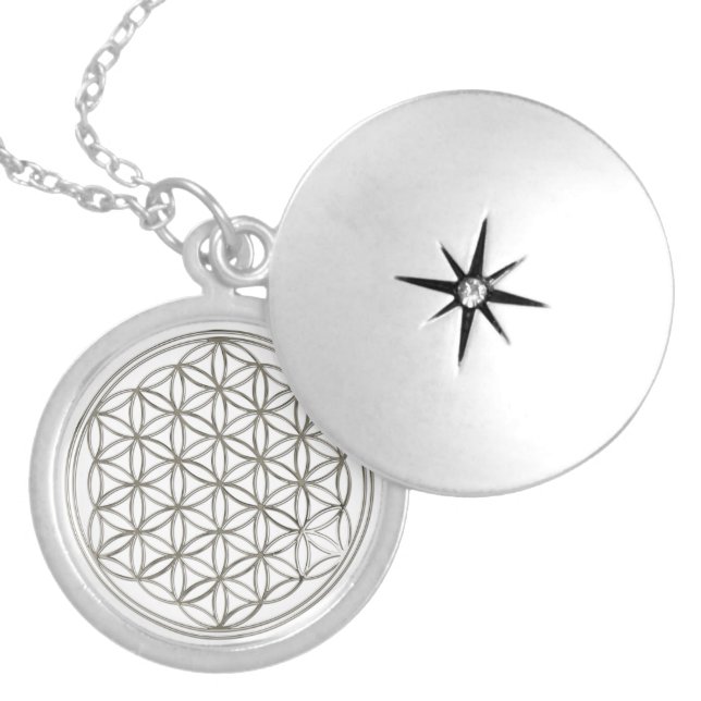 FLOWER OF LIFE - silver Locket Necklace (Front)