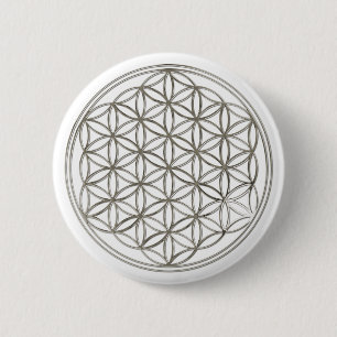 FLOWER OF LIFE - silver Pinback Button