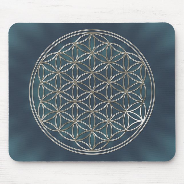 Flower of Life | silver radial Mouse Pad (Front)