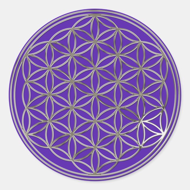 Flower of Life | silver violet Classic Round Sticker (Front)
