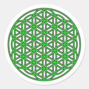 Flower of Life Single Green Classic Round Sticker
