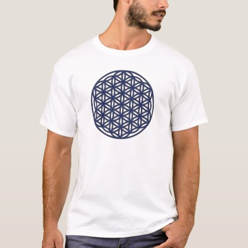 Flower of Life Single Indigo T_Shirt