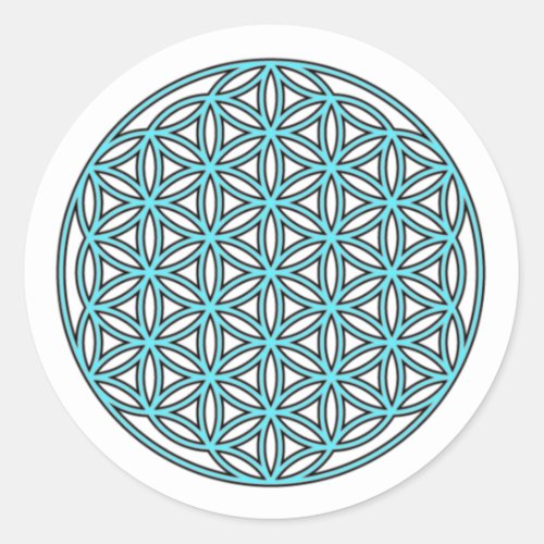 Flower of Life Single Turquoise Classic Round Sticker