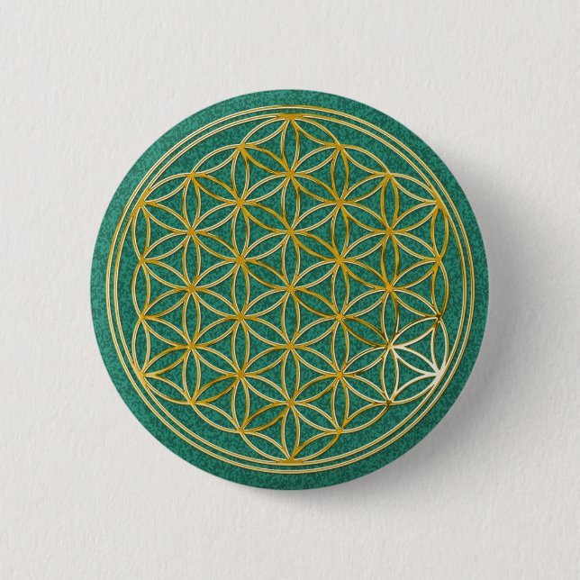 Flower of life | small green splatter BG Pinback Button (Front)