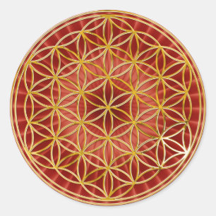 Flower of life   small red radial BG Classic Round Sticker
