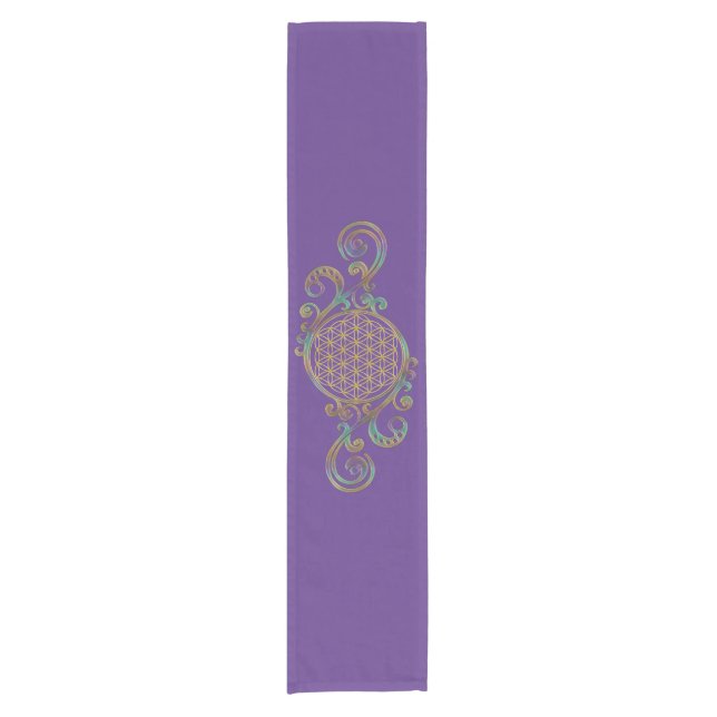 Flower Of Life - Spirals Ornaments 1 Short Table Runner (Front)