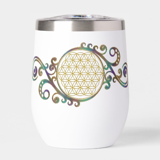 Flower Of Life - Spirals Ornaments 1 Thermal Wine Tumbler (Front)