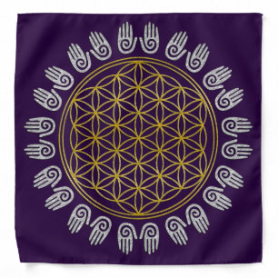 Flower Of Life - Spirit Handa - gold silver Bandana