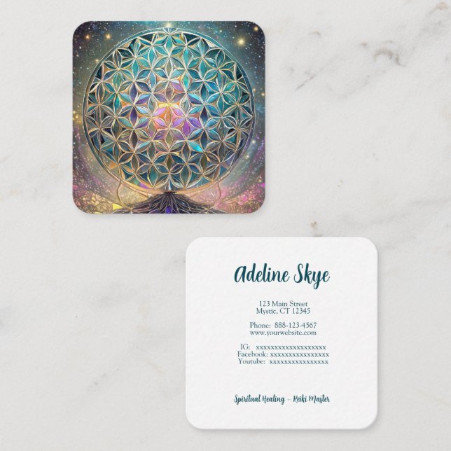 Flower of Life Square Business Card (Front/Back)