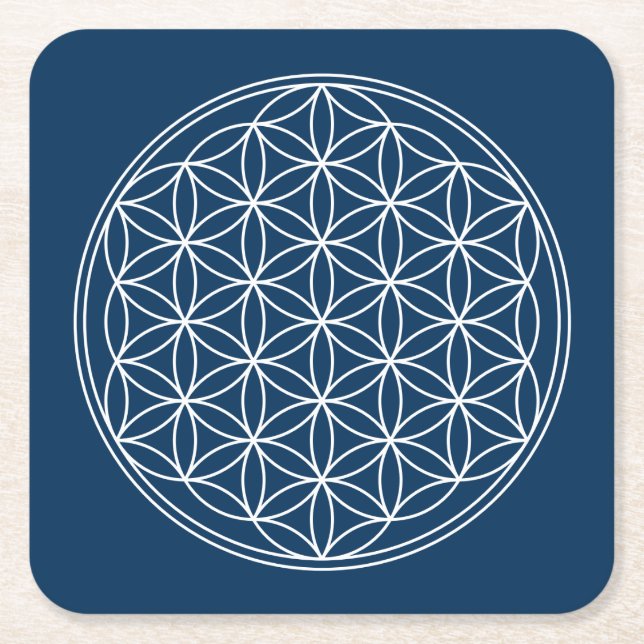 Flower Of life Square Paper Coaster (Front)
