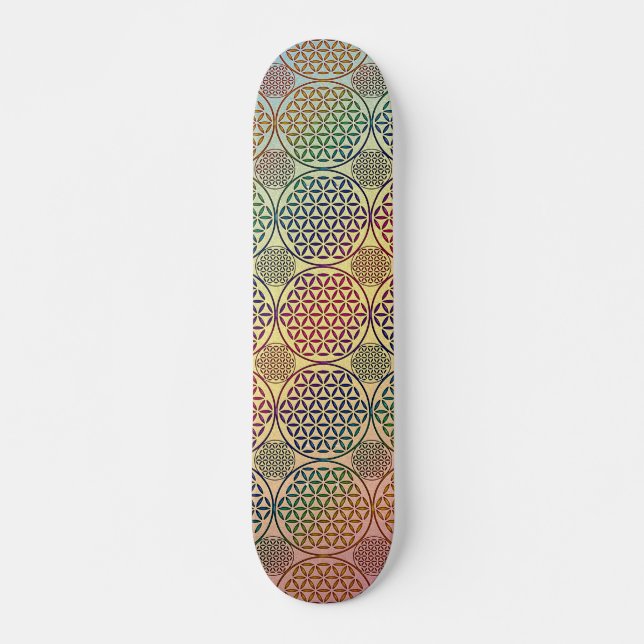 Flower of Life - stamp grunge pattern 1 Skateboard (Front)