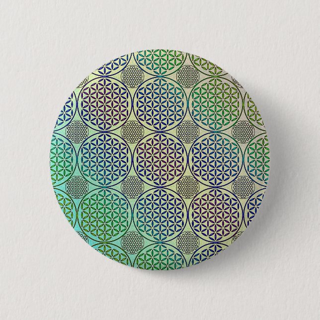 Flower of Life - stamp grunge pattern 2 Button (Front)