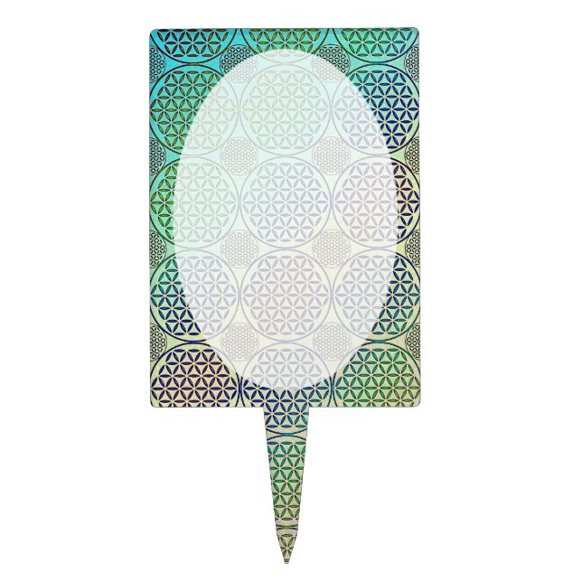 Flower of Life - stamp grunge pattern 2 Cake Topper (Front)