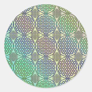 Flower of Life - stamp grunge pattern 2 Classic Round Sticker