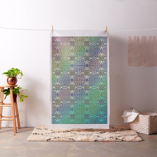 Flower of Life - stamp grunge pattern 2 Fabric