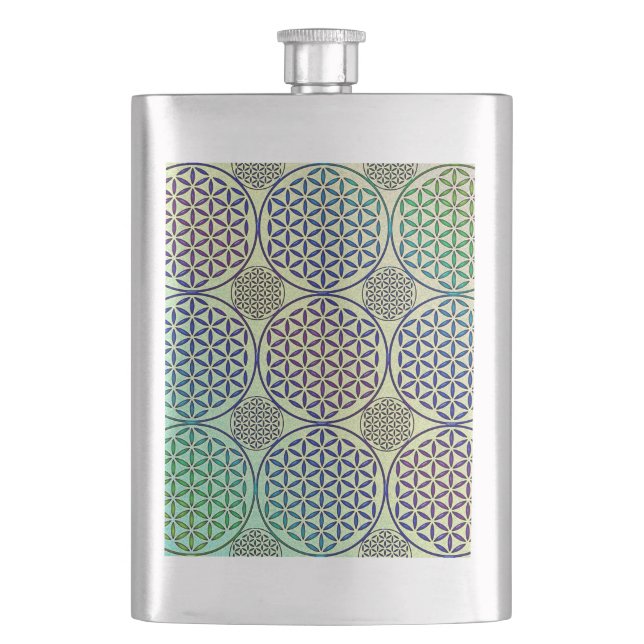 Flower of Life - stamp grunge pattern 2 Flask (Front)