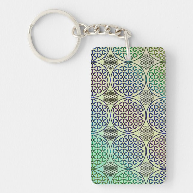 Flower of Life - stamp grunge pattern 2 Keychain (Front)